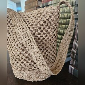 Raffia Crochet Bucket Bag 9 X 11 Inches